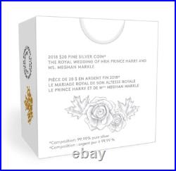 2018 Canada $20 Wedding of Prince Harry and Meghan Markle, 1 oz Fine Silver