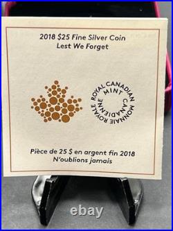 2018 Canada $25 Fine Silver Ultra High Relief 3D Helmet Lest We Forget