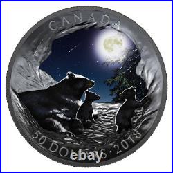 2018 Canada $50 Nature's Light Show Moonlit Tranquility 5 oz Pure Silver Coin