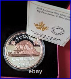 2018 Canada 5 oz. Fine Silver Rose-Gold Plated 5-Cent Big Coin Series