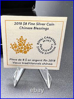 2018 Canada $8 Fine Silver Coin Chinese Blessings