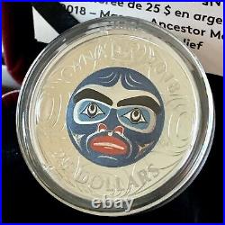 2018 Canada Ancestor Moon Mask $25 1OZ Silver Proof High Relief Coin 4000 Only