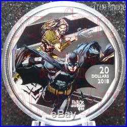 2018 Canada Justice League Batman & Aquaman $20 Pure Silver Coin by Fabok
