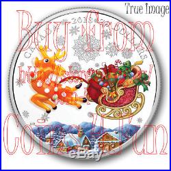 2018 Canada Murano Glass Holiday Reindeer 1 oz $20 Pure Silver Coin