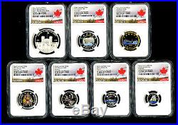 2018 Canada Rcm 7-coin Colored Silver Proof Ngc Pf70 First Releases Complete Set