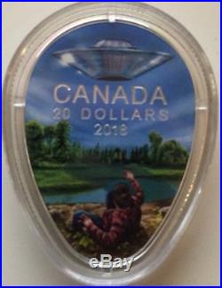 2018 Canada UFO Falcon Lake Incident Glow in the Dark $20 1oz Silver Proof Coin