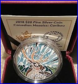 2018 Canadian Mosaics Caribou $20 1OZ Pure Silver Proof Canada Coin