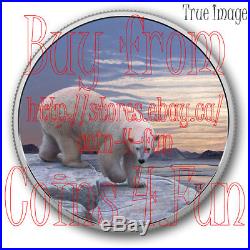 2018 Glow-In-The-Dark Arctic Animals&Northern Lights-Polar Bear-$30 Silver Coin