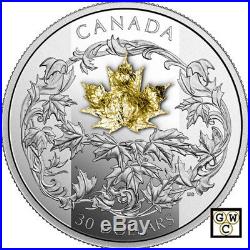 2018 Golden Maple Leaf' Prf $30.9999Silver Coin 2oz. With 18K Gold Leaf (18263)