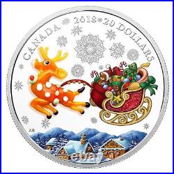 2018? HOLIDAY REINDEER? $20 Murano Glass 1oz Silver Proof Coin RCM