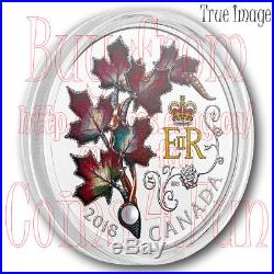 2018 Her Majesty Queen Elizabeth II's Maple Leaves Brooch $20 Pure Silver Coin