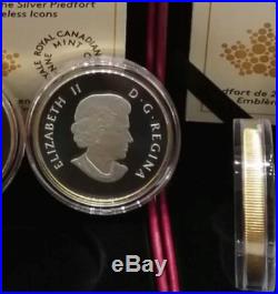 2018 Iconic Piedfort $25 1OZ Pure Silver GoldPlated Coin Canada CaribouMapleLeaf