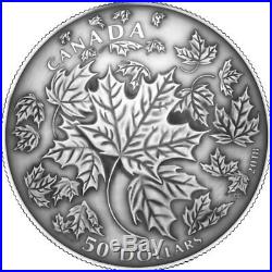 2018'Maple Leaves in Motion' Antique Finish $50 Silver Coin 5oz. 9999Fine(18394)