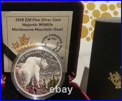 2018 Mettlesome Mountain Goat $20 1OZ Pure Silver Proof Canada Wildlife Coin