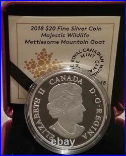 2018 Mettlesome Mountain Goat $20 1OZ Pure Silver Proof Canada Wildlife Coin