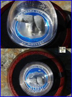 2018'Polar Bear Soapstone' Enameled Prf $50 Silver Coin 5oz. 9999 Fine(18261)NT