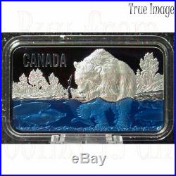 2018 Salmon Run $25 Pure Silver Rectangular UHF Coin with Blue Enamel Canada