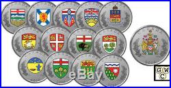 2018 Set of 14 -The Heraldic Emblems of Canada' Prf Fine Silver Coins(18547)OOAK