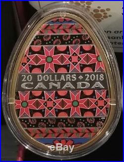 2018 Traditional Ukrainian Pysanka $20 Gold Plated Pure Silver Egg Shaped Coin