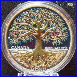 2018 Tree of Life 1 OZ $20 Pure Silver Selective Gold-Plated Proof Coin Canada