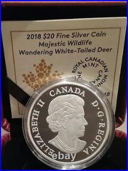 2018 Wandering White Tailed Deer $20 1OZ Silver Proof Canada Coin