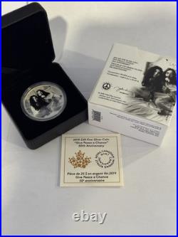 2019 1oz 99.99%SILVER $20 CANADIAN COIN. GIVE PEACE A CHANCE. 50TH ANNIVERSARY