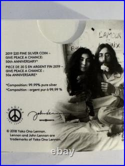 2019 1oz 99.99%SILVER $20 CANADIAN COIN. GIVE PEACE A CHANCE. 50TH ANNIVERSARY