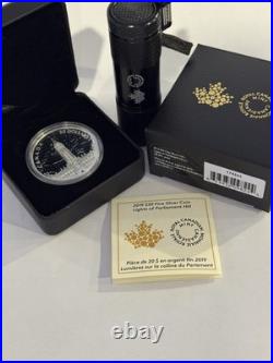 2019 1oz SILVER COIN. LIGHTS OF PARLIAMENT HILL. WITH OGP+ COA+ BLACK LIGHT