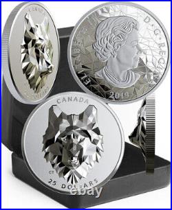 2019-2020 WOLF BEAR LYNX EHR Multifaceted Animal Heads $25 Silver Coin Set 3oz