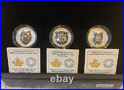 2019-2020 Wolf Bear Lynx Multifaceted Animal Head 1oz. 9999 silver coins Canada