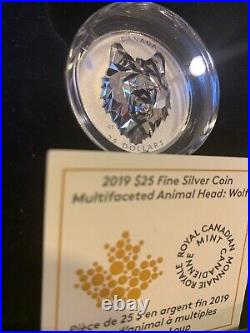 2019-2020 Wolf Bear Lynx Multifaceted Animal Head 1oz. 9999 silver coins Canada