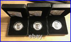 2019-2020 Wolf Bear Lynx Multifaceted Animal Head $25 1OZ Silver Canada 3-Coins
