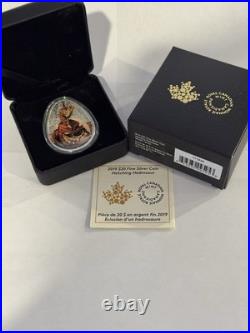 2019 31.82g 99.99% PURE SILVER $20 CANADIAN COIN. HATCHING HADROSAUR. OGP & COA