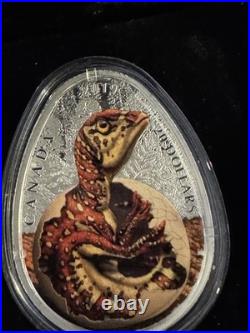 2019 31.82g 99.99% PURE SILVER $20 CANADIAN COIN. HATCHING HADROSAUR. OGP & COA