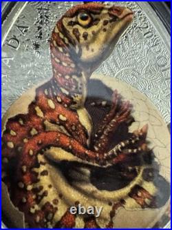 2019 31.82g 99.99% PURE SILVER $20 CANADIAN COIN. HATCHING HADROSAUR. OGP & COA