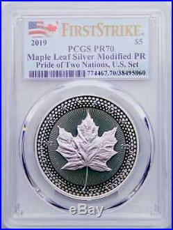 2019 $5 Canadian Silver Maple Leaf Modified Proof PR70 FS Pride of Two Nations