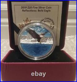 2019 Bald Eagle Reflection Silhouette $20 1OZ Pure Silver Proof Coin Canada