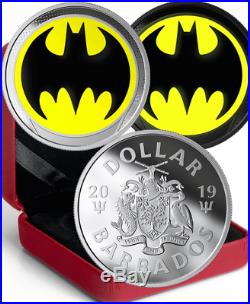 2019 Bat Signal Glow-Dark Dollar $1 3/4OZ Silver Proof Batman Coin Made by RCM