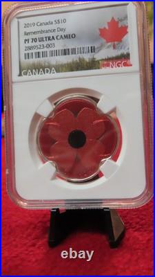 2019 Canada $10 Remembrance Day Proof. 9999 Silver Coin First Releases NGC PF 70