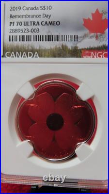 2019 Canada $10 Remembrance Day Proof. 9999 Silver Coin First Releases NGC PF 70