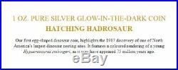 2019 Canada 1 Oz. Pure Silver Glow-in-the-dark Coin Hatching Hadrosaur Dinosaur