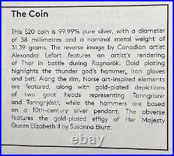2019 Canada 1oz Fine Silver $20 Norse Gods Thor, Frigg, Oden 3 Coin Set #33-03