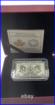2019 Canada 20$. 9999 Pure Silver Coin Historical Stamps Coat Of Arms And Flags