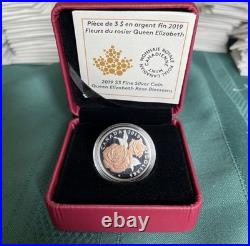 2019 Canada $3 Queen Elizabeth Rose Blossoms RCM Fine 99.99% Silver Coin