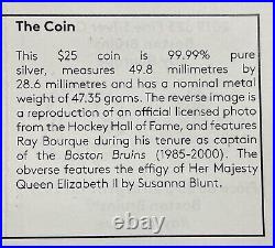 2019 Canada Fine Silver $25 Coin Boston Bruins Ray Bourque #32-20