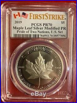 2019 Canada Modified PF Silver Maple Leaf PCGS PR70 FS Pride Of Two Nations