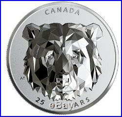 2019 Canada Multifaceted Animal Head Grizzly Bear $25 1oz Silver Coin
