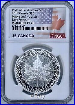 2019 Canada Pride of Two Nations Maple Leaf $5 Silver NGC PF 70 Early Releases