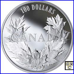 2019'Canadian Maples' Proof $100 Silver Coin 10oz. 9999 Fine (18717) (NT)