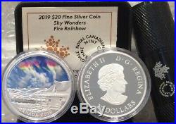 2019 Fire Rainbow Sky Wonders $20 1OZ Pure Silver Proof Coin Canada Glow-in-Dark